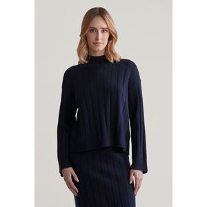 SVETR GANT WIDE RIBBED WOOL STAND COLLAR EVENING BLUE obraz