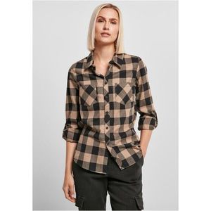 Urban Classics Ladies Turnup Checked Flanell Shirt black/softtaupe obraz