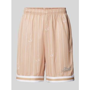 Karl Kani Small Varsity Logo Pinstripe Mesh Shorts sand/white obraz