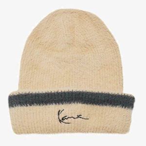 Zimní čepice karl kani Signature Fluffy Beanie sand/black obraz