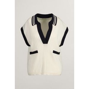 SVETR GANT RIB KNIT SLEEVELESS POLO CREAM obraz