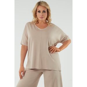 Blůza Italian Fashion Soler - krátký rukáv Béžová 2XL obraz