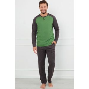 Pánské pyžamo Italian Fashion Aleksandr - bavlna Zeleno-šedá 3XL obraz