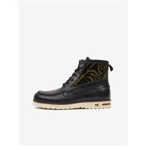 Černé pánské vzorované kotníkové kožené boty Scotch & Soda Levant Mid Boot obraz