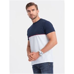 Modro-bílé pánské tričko Ombre Clothing obraz