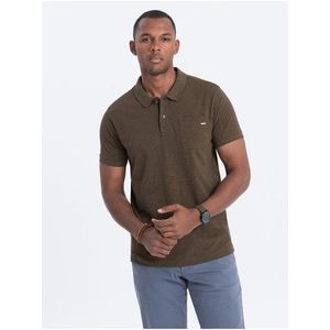 Khaki pánské polo tričko Ombre Clothing obraz