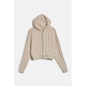 KARDIGAN GANT SHIELD CROPPED CABLE ZIP HOODIE EGGSHELL obraz