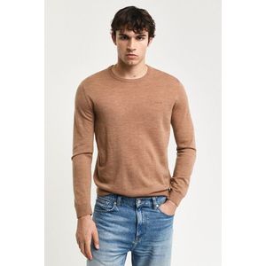 SVETR GANT EXTRAFINE MERINO WOOL C-NECK DK. SAND MELANGE obraz