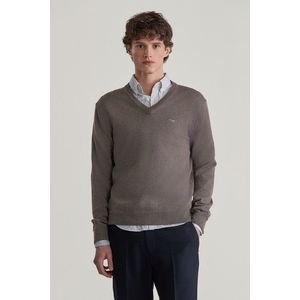 SVETR GANT CTN/WO V-NECK DARK HAZELNUT MELANGE obraz