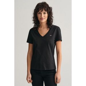 Black V-neck t-shirt obraz