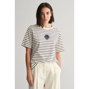 TRIČKO GANT REL STRIPED MONOGRAM SS T-SHIRT CREAM obraz