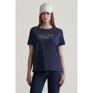 TRIČKO GANT REG VELOUR APPLIQUE T-SHIRT EVENING BLUE obraz