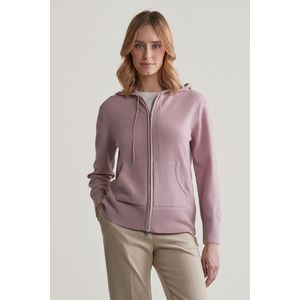 SVETR GANT SUPERFINE LAMBSWOOL ZIP HOODIE DUSTY PINK obraz