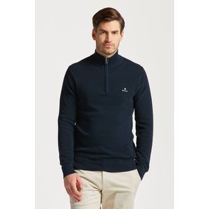 SVETR GANT COTTON PIQUE HALF ZIP EVENING BLUE obraz