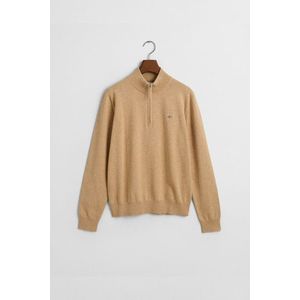 SVETR GANT SHIELD COTTON HALF ZIP KHAKI MEL obraz