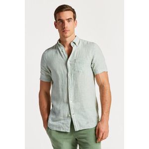 KOŠILE GANT REG LINEN STRIPE SS SHIRT KALAMATA GREEN obraz