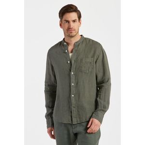 KOŠILE GANT REG UT GMNT DYED LINEN BAND SHIRT GREEN ASH obraz