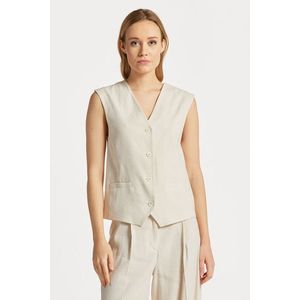 VESTA GANT REG STRETCH LINEN WAISTCOAT PUTTY obraz