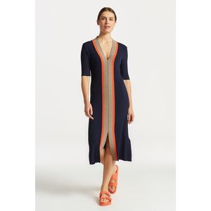 ŠATY GANT RIB V-NECK DRESS EVENING BLUE obraz