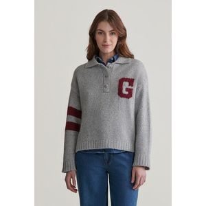 SVETR GANT G INTARSIA KNITTED POLO LIGHT GREY MELANGE obraz