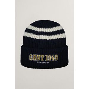 ČEPICE GANT STRIPED KNITTED BEANIE EVENING BLUE obraz