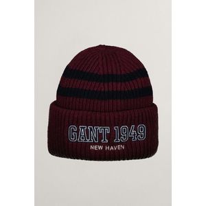 ČEPICE GANT GANT 1949 STRIPED KNITTED BEANIE WINE RED obraz