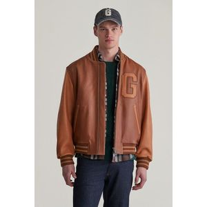 BUNDA GANT LEATHER VARSITY JACKET BROWN SUGAR obraz