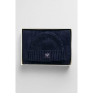 SET ČEPICE A ŠÁLA GANT LABEL BEANIE SCARF GIFT SET EVENING BLUE obraz