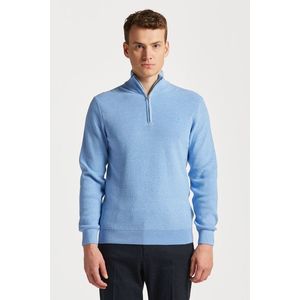 SVETR GANT COTTON PIQUE ZIP CARDIGAN DENIM BLUE MEL obraz