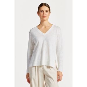 SVETR GANT LINEN-BLEND V-NECK WHITE obraz