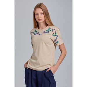 TRIČKO GANT D2. FLORAL EMB T-SHIRT DESERT BEIGE obraz