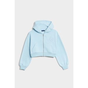 MIKINA GANT D2. CREST CROPPED FULL ZIP HOODIE WATERFALL BLUE obraz