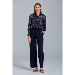 KALHOTY GANT D2. LINEN VISCOSE PULL-ON PANTS EVENING BLUE obraz