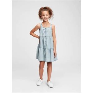 Modré holčičí dětské šaty denim tiered dress obraz