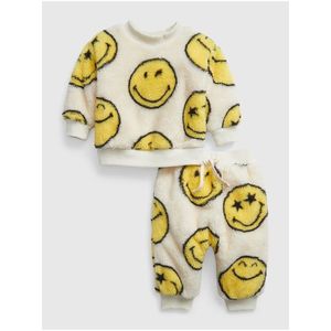 Krémová dětská plyšová vzorovaná tepláková souprava GAP & Smiley® obraz