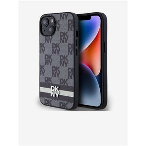 PU Leather Checkered Pattern and Stripe Zadní Kryt pro iPhone 13 Black DKNY obraz