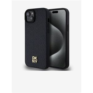 PU Leather Repeat Pattern Stack Logo Magsafe Zadní Kryt pro iPhone 15 Plus Black DKNY obraz