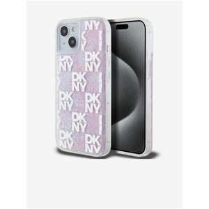 Liquid Glitter Checkered Pattern Zadní Kryt pro iPhone 15 Pink DKNY obraz