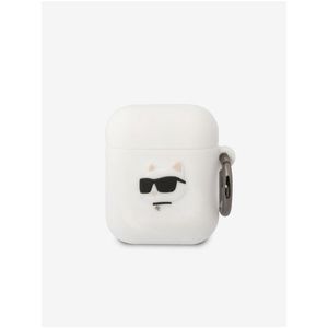 3D Logo NFT Choupette Head Silikonové Pouzdro pro Airpods 1/2 White Karl Lagerfeld obraz