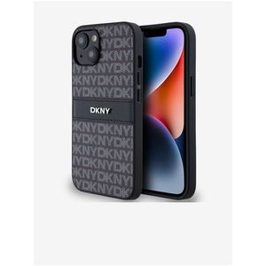 PU Leather Repeat Pattern Tonal Stripe Zadní Kryt pro iPhone 14 Black DKNY obraz