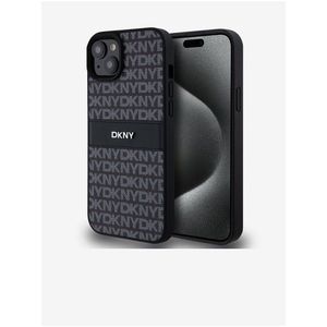 PU Leather Repeat Pattern Tonal Stripe Zadní Kryt pro iPhone 15 Plus Black DKNY obraz