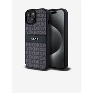 PU Leather Repeat Pattern Tonal Stripe Zadní Kryt pro iPhone 15 Black DKNY obraz