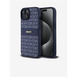 PU Leather Repeat Pattern Tonal Stripe Zadní Kryt pro iPhone 15 Blue DKNY obraz