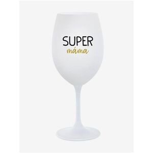 SUPER MÁMA - bílá sklenice na víno 350 ml obraz