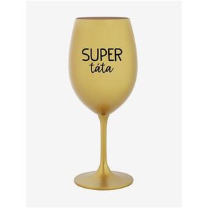 SUPER TÁTA - zlatá sklenice na víno 350 ml obraz