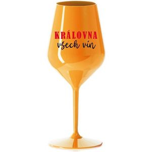 KRÁLOVNA VŠECH VÍN - oranžová nerozbitná sklenice na víno 470 ml obraz