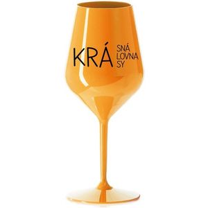 KRÁSNÁ KRÁLOVNA KRÁSY - oranžová nerozbitná sklenice na víno 470 ml obraz