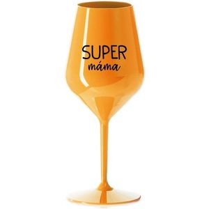 SUPER MÁMA - oranžová nerozbitná sklenice na víno 470 ml obraz