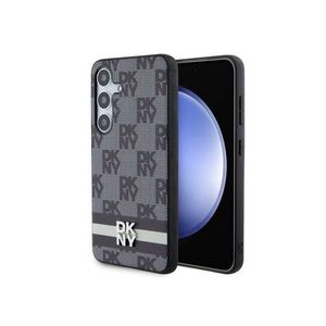 PU Leather Checkered Pattern and Stripe Zadní Kryt pro Samsung Galaxy S24 Black DKNY obraz