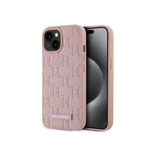 PU Leather Monogram Metal Logo Magsafe Zadní Kryt pro iPhone 15 Pink Karl Lagerfeld obraz